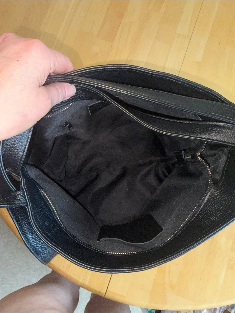 Made in Italy Black Pebbled LeatherConvertible Backpack /Shoulder Bag